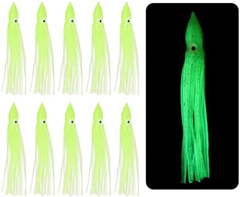 Fishing Squid Skirts, Glow Soft Plastic Trolling Lures Luminous -Fitting for (Bass/Trout/Salmon/Saltwater/Fishing Bait) by YELARXI