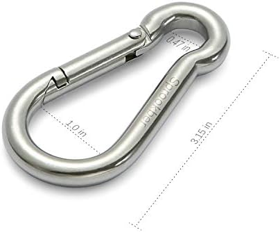 sprookber Stainless Steel Carabiner Spring Snap Hook - 304 Stainless Steel Heavy Duty Clips, Set of 4 - Image 2