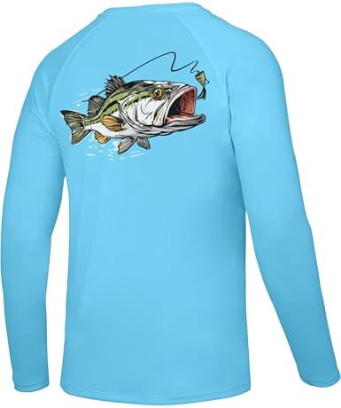 Men's UPF 50+ Sun Fishing Shirt, Long Sleeve UV Protection Tee, Quick Dry Rash Guard for Outdoor Swim Hiking by Twekfish