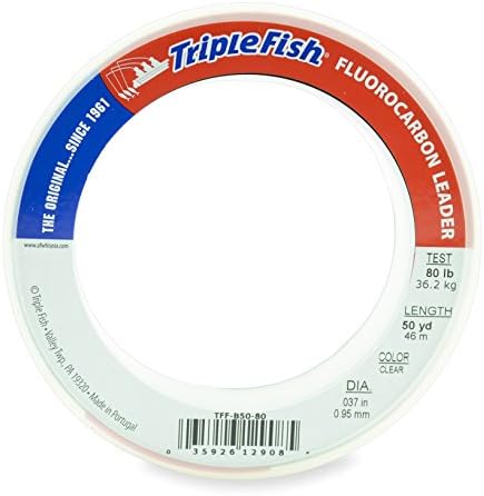 Triple Fish 100% Fluorocarbon Fishing Leader - Clear Invisible Strong and Heavy Duty Highly Abrasion Resistant, Fast Sinking Freshwater & Saltwater by TripleFish