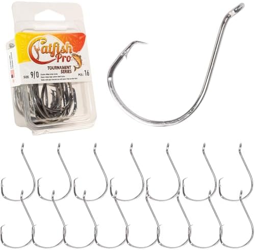 Catfish Pro Tournament Series Circle Hooks – Catfish Fishing Hooks, High Carbon Steel, Double Offset Circle Hooks for Catfish, 5/0–10/0 Sizes, Razor Sharp, Freshwater & Saltwater (16–24 Pack) by CatfishPro
