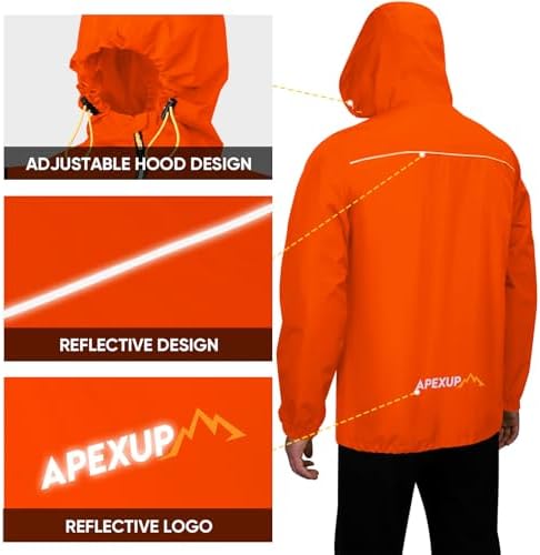 APEXUP Packable Rain Jacket Men Waterproof Lightweight Raincoat with Hood - Image 2