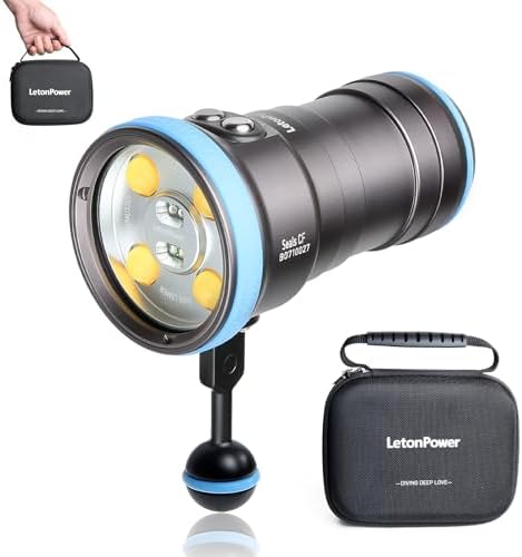 Seal CF 6000 Lumen Dive Light for Underwater Photography, 100m Underwater Video Light 96 CRI with 120 Degree Wide Beam Angle Scuba Flashlight for Professional Dive Photography Fill Light by LetonPower