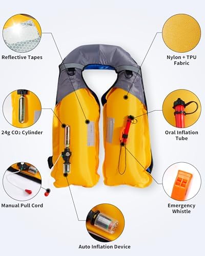 Owntop Automatic/Manual Inflatable Swim Jacket, Manual Convertible & Highly Visible, Storage Pocket with Zipper, 24g CO2 Cylinder Included, Low Profile for Kayak, Fishing, Paddle Sports - Image 5