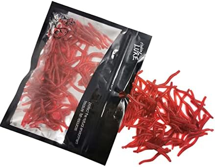 1.6in/3.3/3.9in Fishing Soft Lure Trout Worm Earthworm Bait Lifelike Fake Bloodworm Grub Worm Soft Fishing Lure Baits by Milepetus