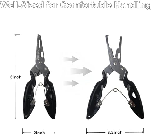 5" Fishing Pliers Scissors with Safety Lock and Anti Loss Rope - Image 7