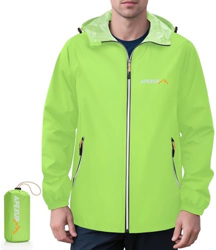 APEXUP Packable Rain Jacket Men Waterproof Lightweight Raincoat with Hood by APEXUP