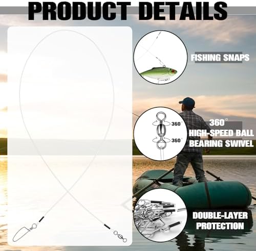 Threlaco 12 Pcs Fluorocarbon Fishing Leader Fishing Wire - Image 3
