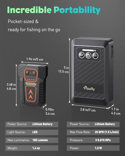 Pawfly Ultra Quiet Live Bait Aerator USB Rechargeable Battery Air Pump for 5-100 Gallon Bait Bucket Portable Battery Powered Oxygen Pump for Outdoor Fishing Power Outage and Fish Transportation - Image 2