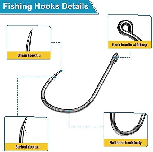 100/500PCS Fishing Hooks, Carbon Steel Sharp Barbed Fish Hooks W/Box - Image 4