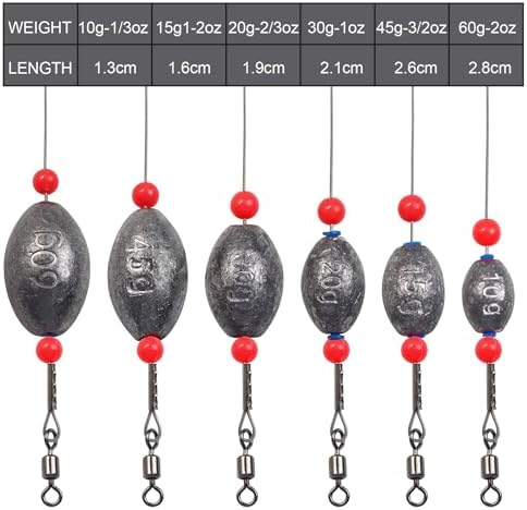 Fishing Egg Sinker with Soft Plastic Core Weight Rigs 5pcs Flounder Rig Saltwater,176.37lb Fishing Wire Leader with Egg Sinker Swivels Snap, Grouper Bottom Fishing Rigs - Image 2