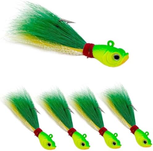 9KM DWLIFE Bucktail Jigs, Handmade Hair Lures for Bass & Saltwater Fishing by 9KMDWLIFE