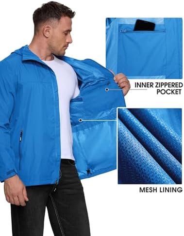 Outdoor Ventures Men's Packable Rain Jacket Waterproof Lightweight Raincoat - Image 5