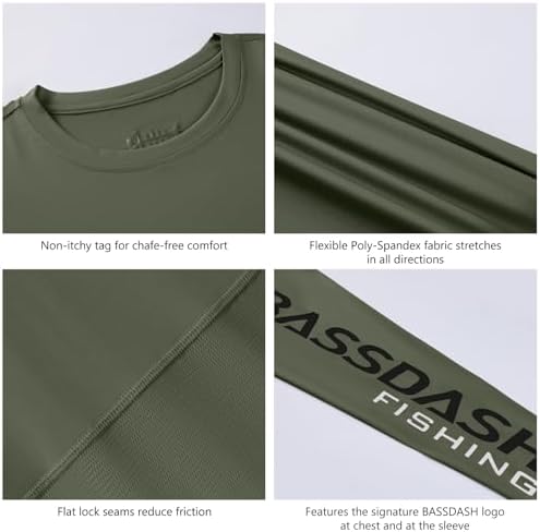 BASSDASH Fishing T Shirts for Men UV Sun Protection UPF 50+ Long Sleeve Tee T-Shirt - Image 5