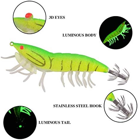 Luminous Squid Jigs Fishing Squid Lure Wooden Squid Bait Fishing Lure Octopus Lure with The Glow Legs for Saltwater Fishing - 8PCS/Bag - Image 4