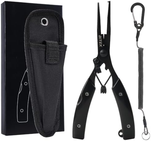 BiteX Fishing Pliers with Split Ring Tip and Braid Cutter, Saltwater by Unknown