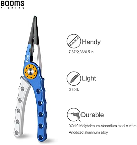 Booms Fishing X1 Aluminum Fishing Pliers Saltwater, Surf Fishing Tackle Kit, Fishing Multitool Hook Remover Braided Fishing Line Cutting and Split Ring with Coiled Lanyard and Sheath - Image 4