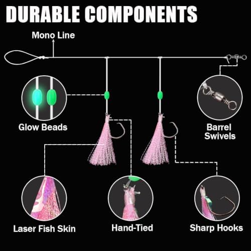 Shaddock Fishing Bait Rigs Saltwater with Sharp Hooks for Flounder Halibut - Image 3