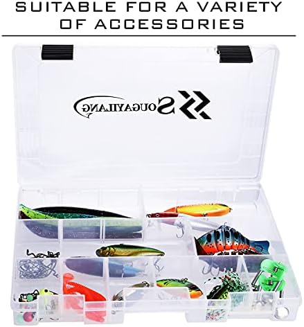 Sougayilang Fishing Tackle Boxes - 3600 3700 Plastic Storage Organizer Box with Removable Dividers - Fishing Tackle Storage - 4 Packs Transparent Tackle Trays - Image 3