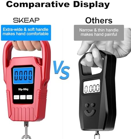 Digital Fish Scale Hanging Scale Fishing Scale,110lb/50kg Luggage Scale,Upgrade Large Handle & Backlit LCD Display, Electronic Balance Digital Fishing Postal Scale, Red, Fishing Gifts for Men - Image 2