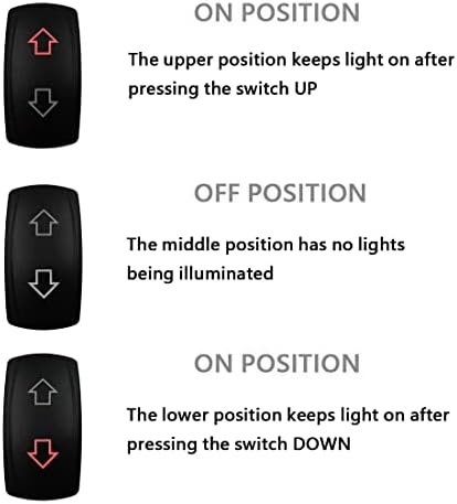 12V 24V RED Led Up Down Momentary Rocker Switch with Wires 7P (ON)-Off-(ON) Arrows Mom Switches for Car Boat Dump Trailer Camper Polaris Ranger RZR UTV ATV SXS - Image 6