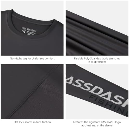 BASSDASH Fishing T Shirts for Men UV Sun Protection UPF 50+ Long Sleeve Tee T-Shirt - Image 6