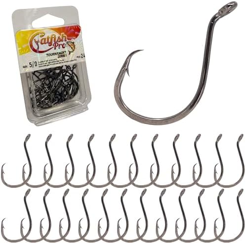 Catfish Pro Tournament Series Circle Hooks – Catfish Fishing Hooks, High Carbon Steel, Double Offset Circle Hooks for Catfish, 5/0–10/0 Sizes, Razor Sharp, Freshwater & Saltwater (16–24 Pack) by CatfishPro