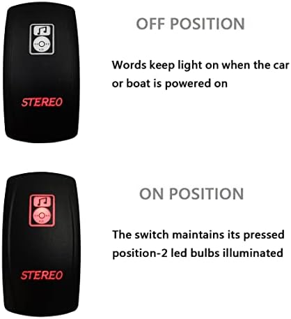 12V 24V Dual RED Led Stereo Rocker Switch with Wires 5 PIN ON-Off Toggle Switch for Car Boat Motorcycle Truck Trailer RV Golf Cart Caravan SUV Auto Parts - Image 5