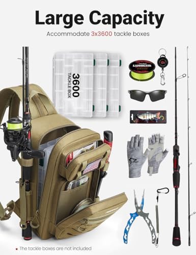 Piscifun Fishing Backpack Tackle Bag, MOLLE & 2 Rod Holders, Multi Storage - Image 7
