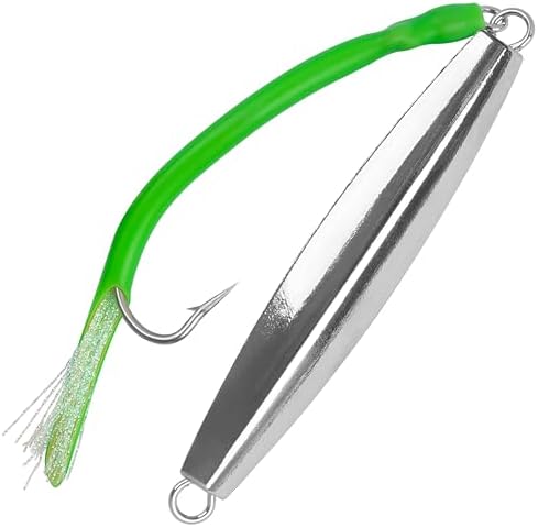 Diamond Jigs Saltwater Fishing Lures, 1-10oz Metal Jigging Spoon Baits for Surf Fishing Striped Bass Flat Metal Jig for Surf Fishing Bottom Sinking Bouncing Deep Sea Ocean Tackle by OROOTL
