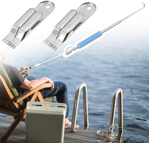 3 Pcs Fishing Baiting & Hook Removal Set - 2 Pcs Stainless Steel Earthworm Clips for Fast Loading + 1 Long Reach Fish Hook Remover Tool - Image 6