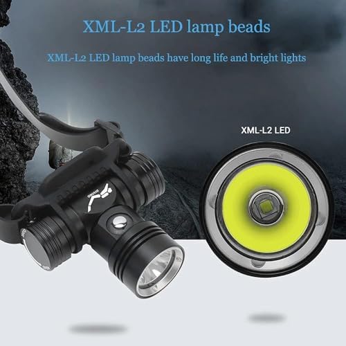 Rechargeable Diving Headlamp High Lumens Scuba Diving Headlight Super Bright IPX8 Waterproof Dive Swimming Submarine Headlamps,3 Modes Underwater Safety Light with Power Indicator for Snorkeling - Image 2