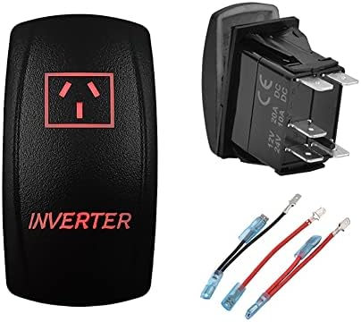 12V Dual RED Led Inverter Rocker Switch with Jumper Wires 5 PIN ON-Off Laser Etched Toggle Switch for Car Boat Motorcycle Truck Trailer Caravan SUV RV Camper Pickup UTV Dash by BACAUTOPARTS