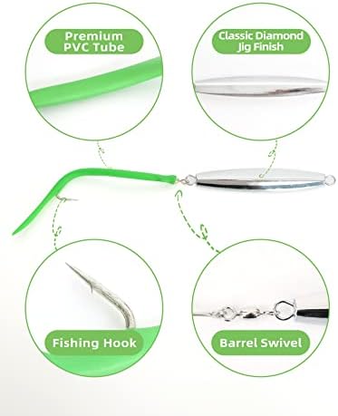 BLUEWING Diamond Jigs Fishing Saltwater Lure 1oz,2oz,3oz,4oz 1pc with Split Tube Tail and Stainless Steel Hook - Image 3