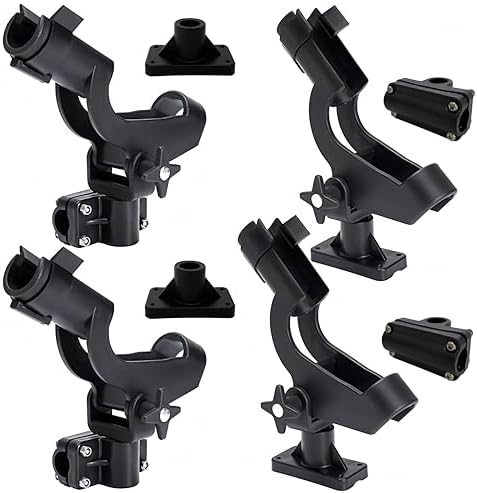 HiUmi Adjustable Rotatable Plastic Fishing Rod 3 Mount Rack Holder Bracket Boat Canoeing Rowing Mount Kit Kayak Side Rod Holder by HIUMI