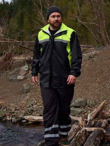 Men's Rain Suit High Visibility Reflective Work Rain Jacket Pants for All Sport Farm Fishing Motorcycle - Image 3