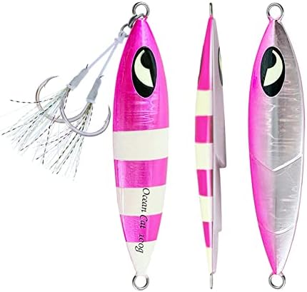 OCEAN CAT Lead Metal Flat Slow Fall Pitch Fishing Jigs Lures Sinking Vertical Jigging Bait with Butterfly Hook for Saltwater Fishing by OCEANCAT