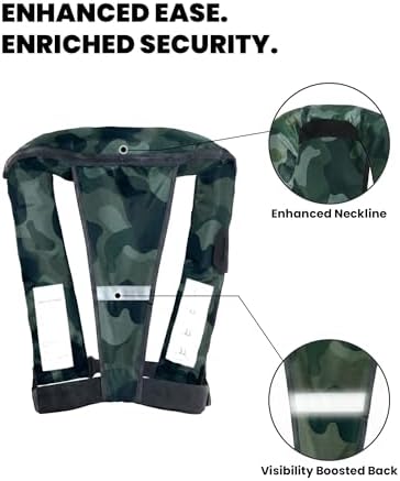 Owntop Automatic/Manual Inflatable Vest, Manual Convertible Option, Low Profile, Zipper Closure, Inflatable Fishing Jacket for Kayaking, Boating and Fishing, 24g CO2 Cylinder Included - Image 6