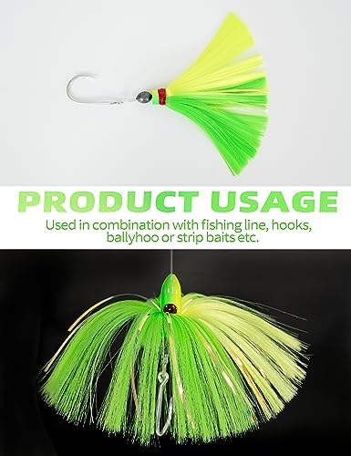 BLUEWING Sea Trolling Lures with Lead Head Saltwater Fishing Witches Big Game Ballyhoo Skirt for Tuna, Wahoo, Sailfish, Mahi Mahi 1oz, 2oz, 4oz, 6oz, 8oz - Image 6