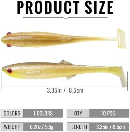 TRUSCEND Shadtale Easy Catch Soft Fishing Lures with BKK Hooks - Trembly Sinking and Vibrating Swim for More Bites, Pre-Rigged Swimbaits for Bass, Trout, Crappie, Walleye, Freshwater Saltwater Fishing - Image 2