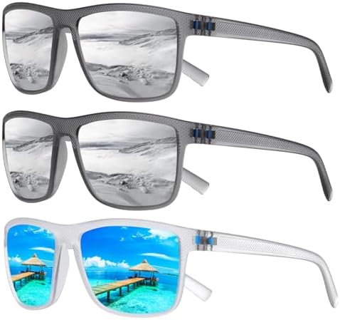 Square Polarized Sunglasses for Men and Women Lightweight Frame Sun Glasses with UV Protection by TURBOPEP