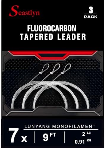 3-Pack Fluorocarbon Tapered Leader – 7.5-12FT, 0X-7X, 8-26LB by Unknown