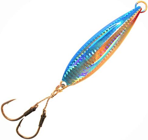 Calissa Offshore Tackle Fast Fall Jig 80g 150g 250g 300LBS Assist Hooks 3/0 Butterfly - Vertical Speed Lure Slow Pitch Flat - Glow Color Painted on Both Sides - Image 2
