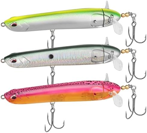 TRUSCEND Top Water Fishing Lures with BKK Hooks, Easy Catch Plopper Lure for Freshwater or Saltwater, Floating Lures for Bass, Pike, Catfish, Surface Wobble PoPobait Bass Baits Fishing Gifts for Men by TRUSCEND