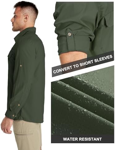 33,000ft Men's Long Sleeve Sun Protection Shirt UPF 50+ UV Quick Dry Cooling Fishing Shirts for Travel Safari Camping Hiking - Image 3