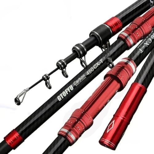 Telescopic Fishing Rod, Carbon Fiber Travel Surf Rod, Spinning Power Lure 2-9Oz, 20-50LB，Medium-Heavy Throwing Surfcasting Baitcasting Pole, Distance Throwing Fishing Rod by GTOFYUFishingOfficialClub