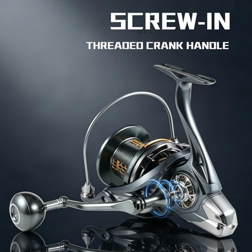 Fishing Spinning Reel, 10000/12000 Saltwater Spinning Reel, 45LBS Max Drag, CNC Aluminum Screw-in Handle & Spool, Oscillating Guide Rod System, Surf Fishing Reel for Beach & Boat Fishing - Image 4