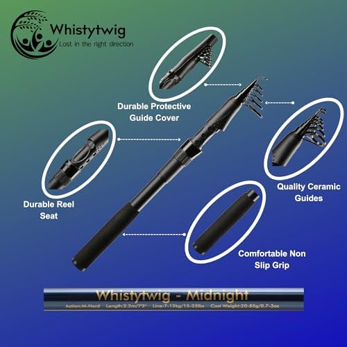 Whistytwig Carbon Fiber Telescopic Fishing Rod - Portable Collapsible Design for Travel and Adventure - Versatile Saltwater and Freshwater Fishing Pole - Image 5
