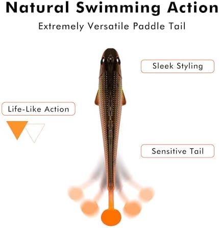TRUSCEND Shadtale Easy Catch Soft Fishing Lures with BKK Hooks - Trembly Sinking and Vibrating Swim for More Bites, Pre-Rigged Swimbaits for Bass, Trout, Crappie, Walleye, Freshwater Saltwater Fishing - Image 4