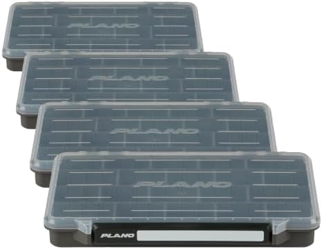 Plano StowAway 3700 Stow Tackle Box, with Corrosion-Preventive Rustricor, Single Latch Design, Transparent DuraView Lid, Stackable Storage for Fishing Bait, Lures and Gear (Pack of 4) by PLANO%C2%AEOutdoors
